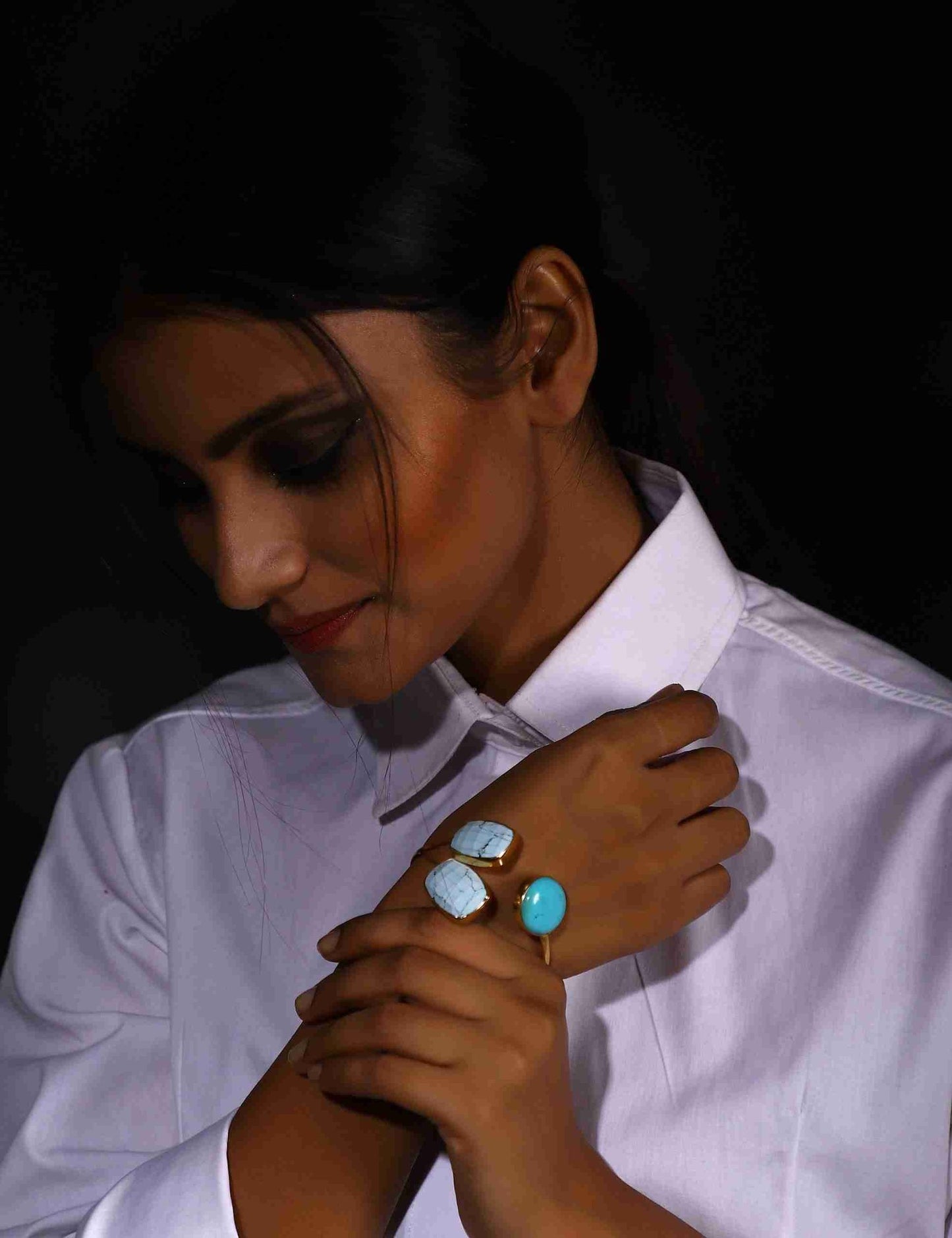 CORA GOLD TURQUOISE BRACELET jewellery in 24K gold plating | XAGO Luxe