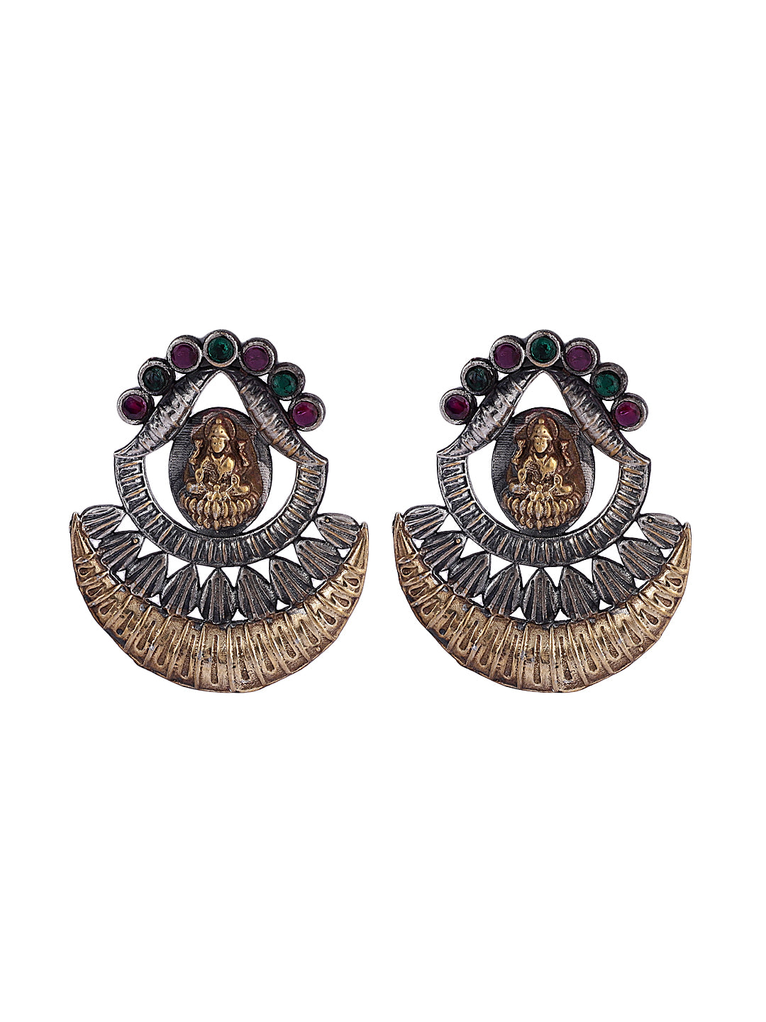 LE ADELA SILVER-PLATED BEADED DOME-SHAPED EARRINGS
