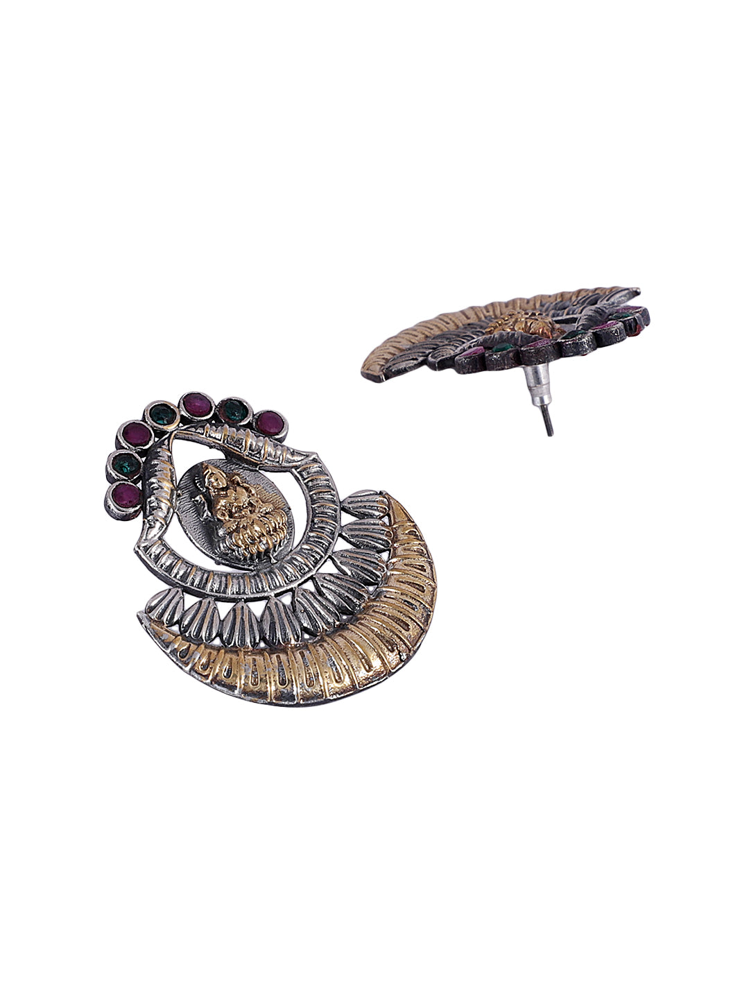 LE ADELA SILVER-PLATED BEADED DOME-SHAPED EARRINGS