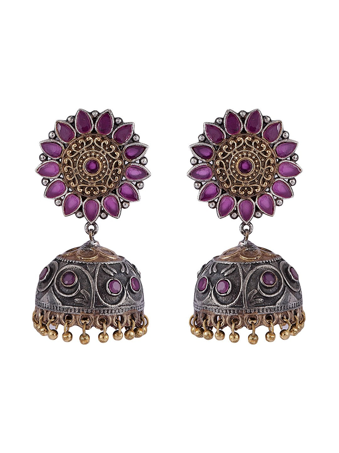 LE ALEJANDRA SILVER-PLATED BEADED DOME-SHAPED EARRINGS jewellery in 24K gold plating | XAGO Luxe