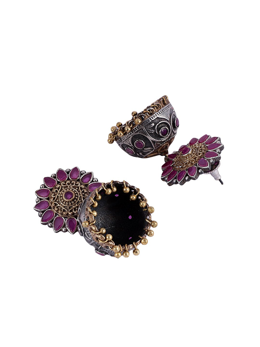 LE ALEJANDRA SILVER-PLATED BEADED DOME-SHAPED EARRINGS