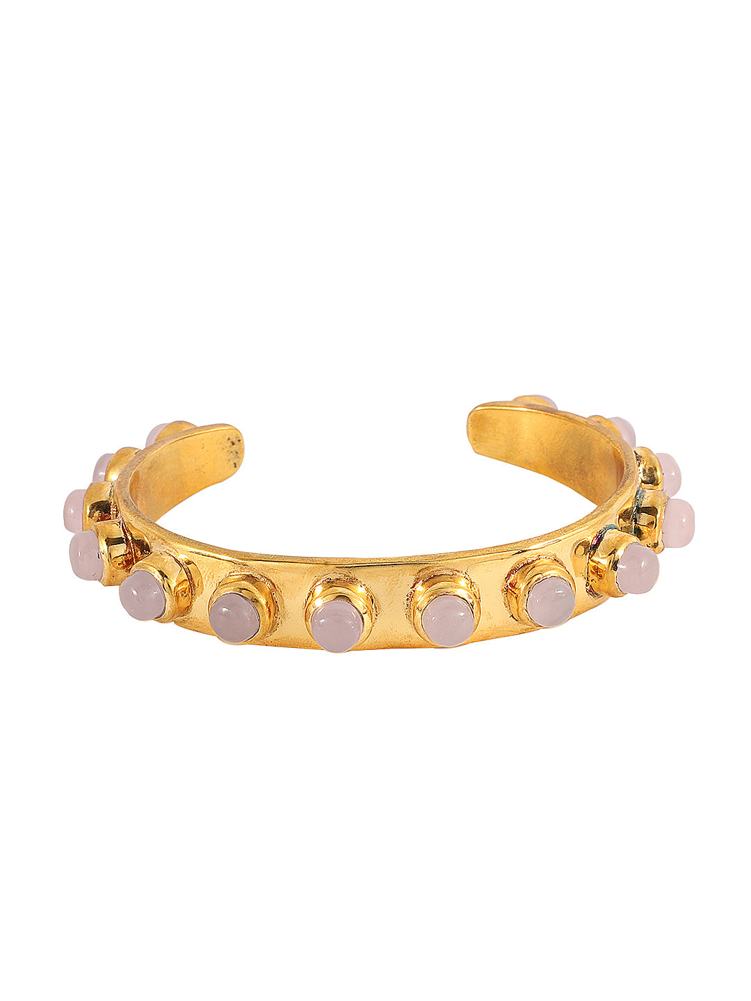 LE CAMILA PINK QUARTZ HANDCUFF jewellery in 24K gold plating | XAGO Luxe