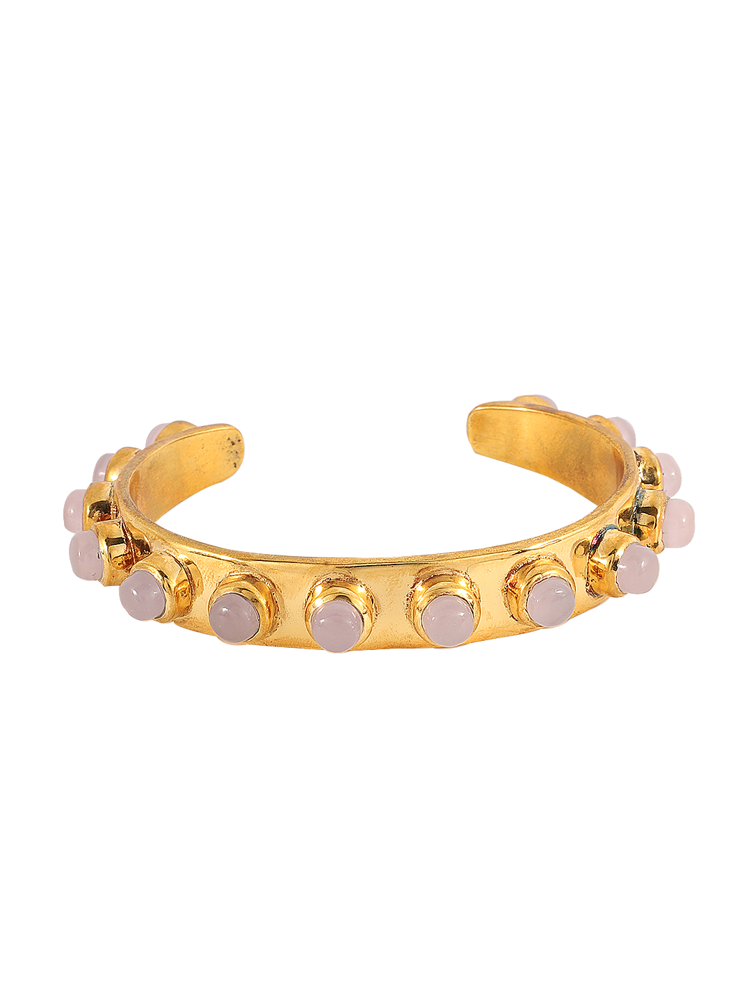 BELIG ROSE QUARTZ HANDCUFF jewellery in 24K gold plating | XAGO Luxe