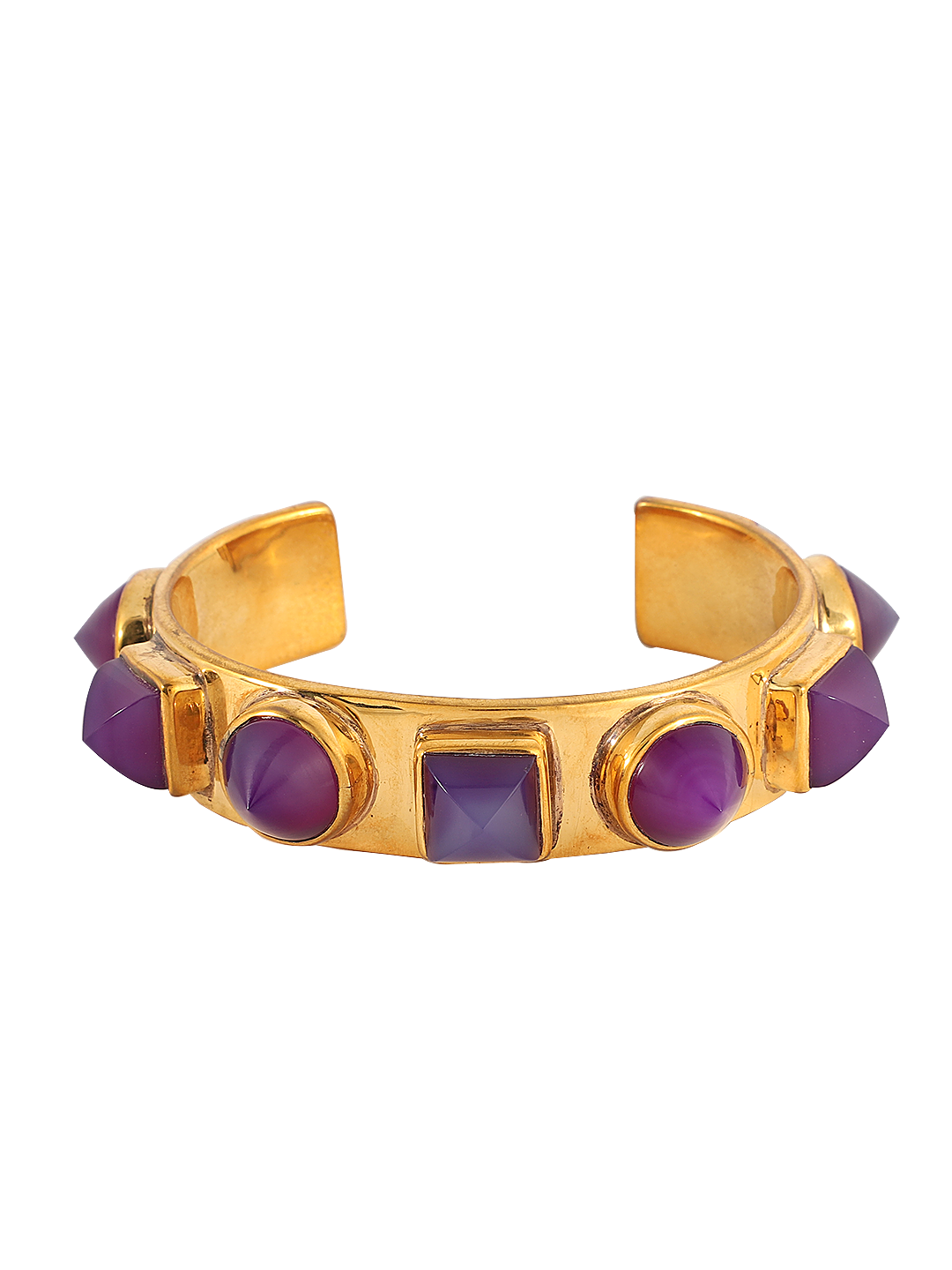 ARINYA AMETHYST HANDCUFF statement earrings in 24K gold plating | XAGO Luxe