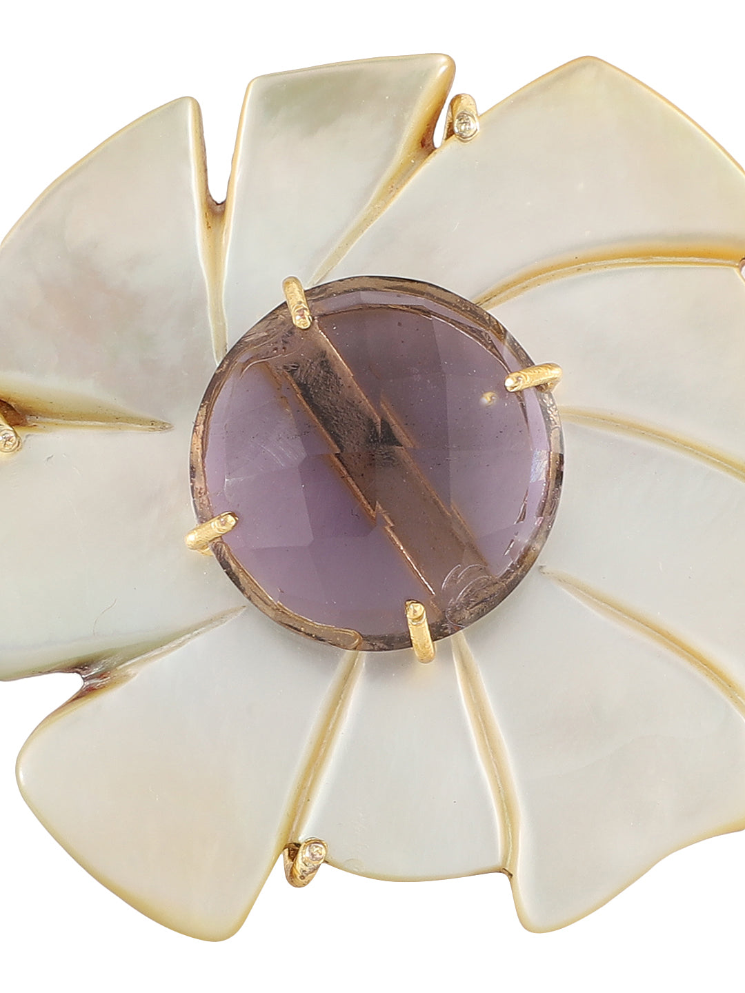 ODESSA MOTHER OF PEARL & AMETHYST RING jewellery in 24K gold plating | XAGO Luxe