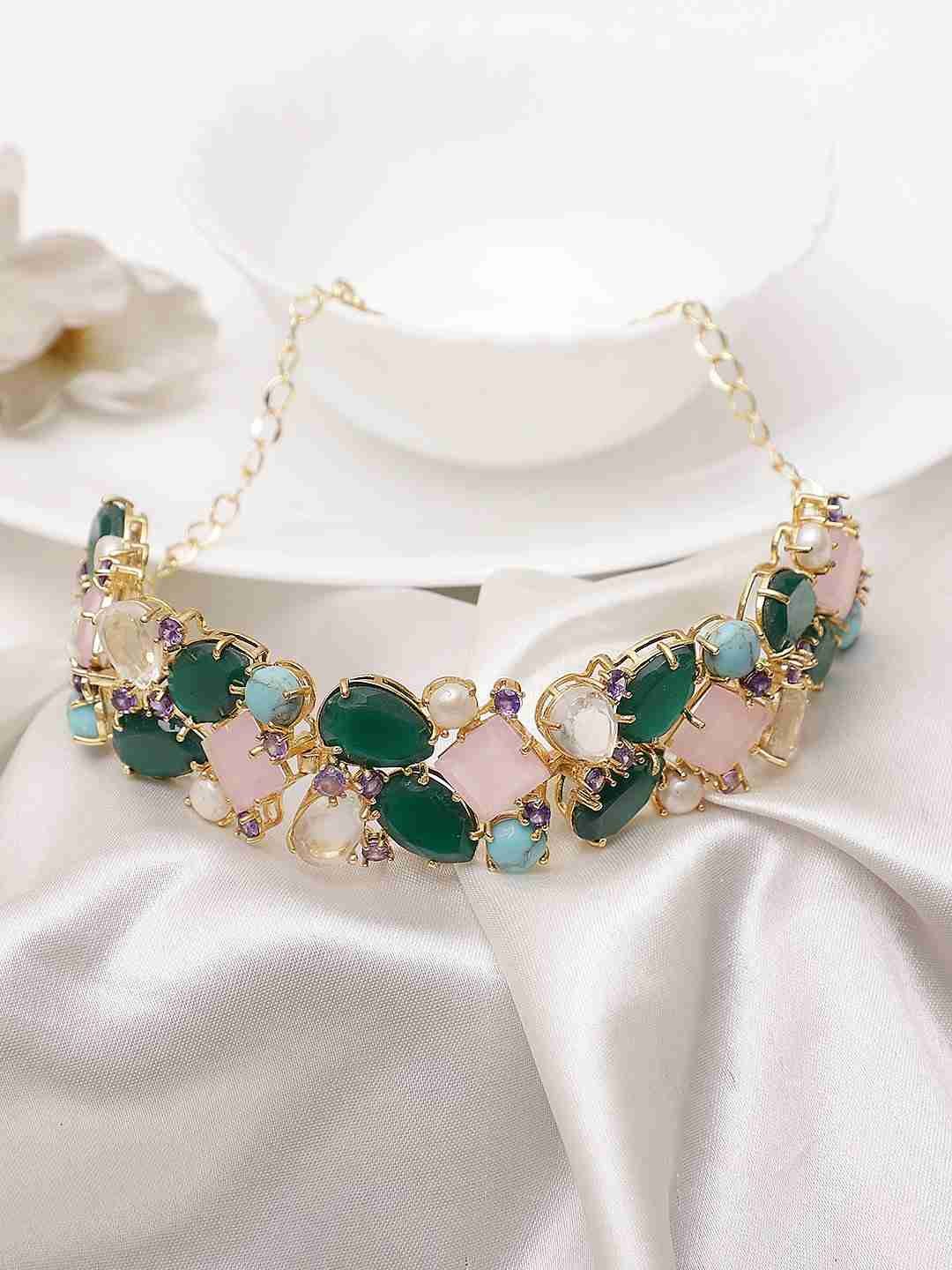 REBINA ROSE QUARTZ NECKLACE jewellery in 24K gold plating | XAGO Luxe