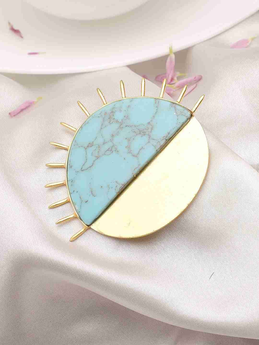 ELLIOT TURQUOISE POCKET PIN jewellery in 24K gold plating | XAGO Luxe