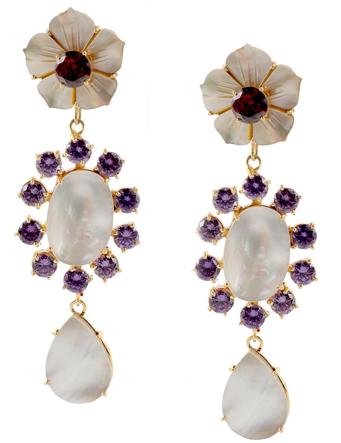 HELLER AMETHYST CONVERT EARRINGS jewellery in 24K gold plating | XAGO Luxe