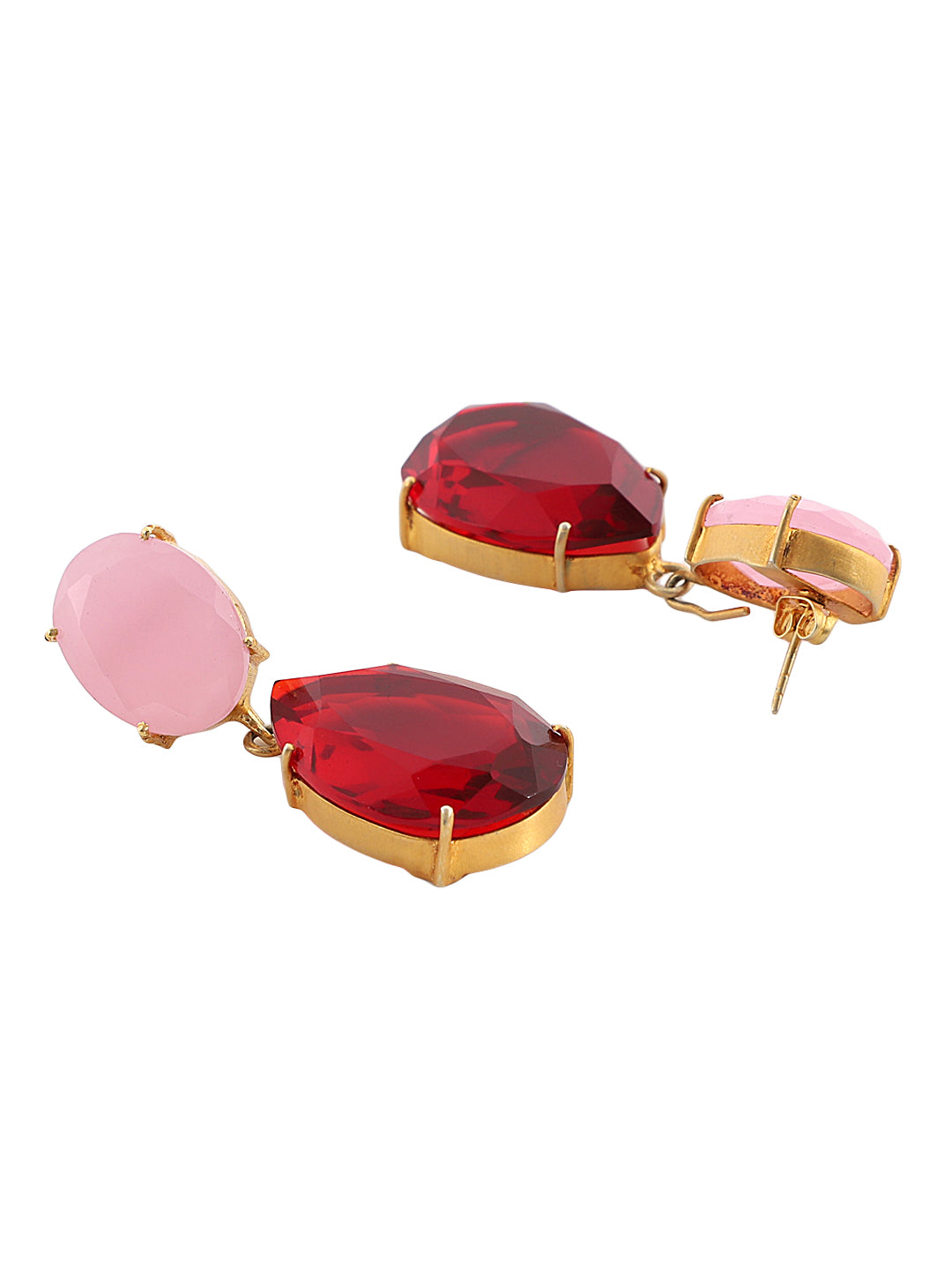 SHIRAYA ROSE QUARTZ & GARNET CONVERT EARRINGS