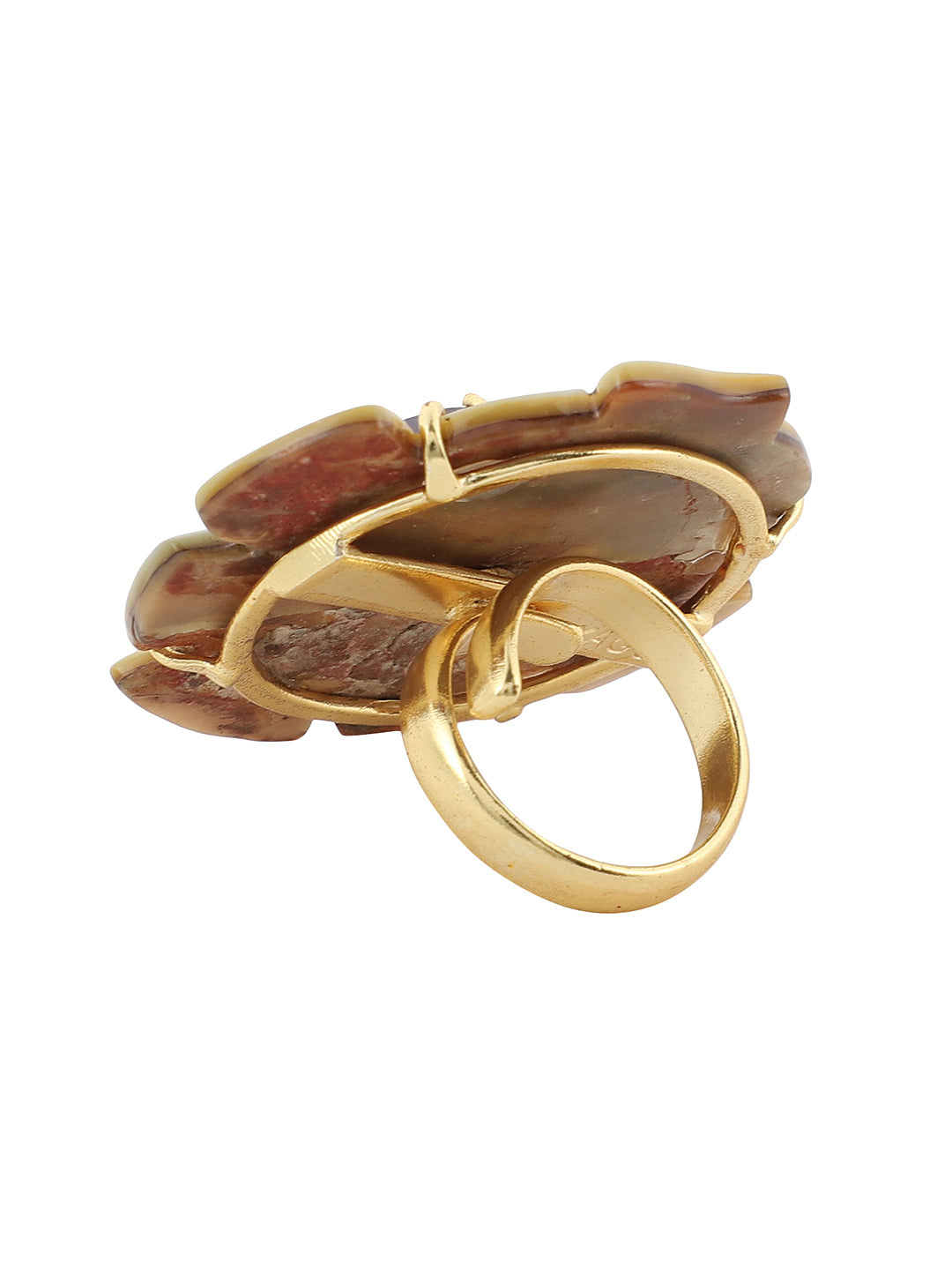 ODESSA MOTHER OF PEARL & AMETHYST RING jewellery in 24K gold plating | XAGO Luxe