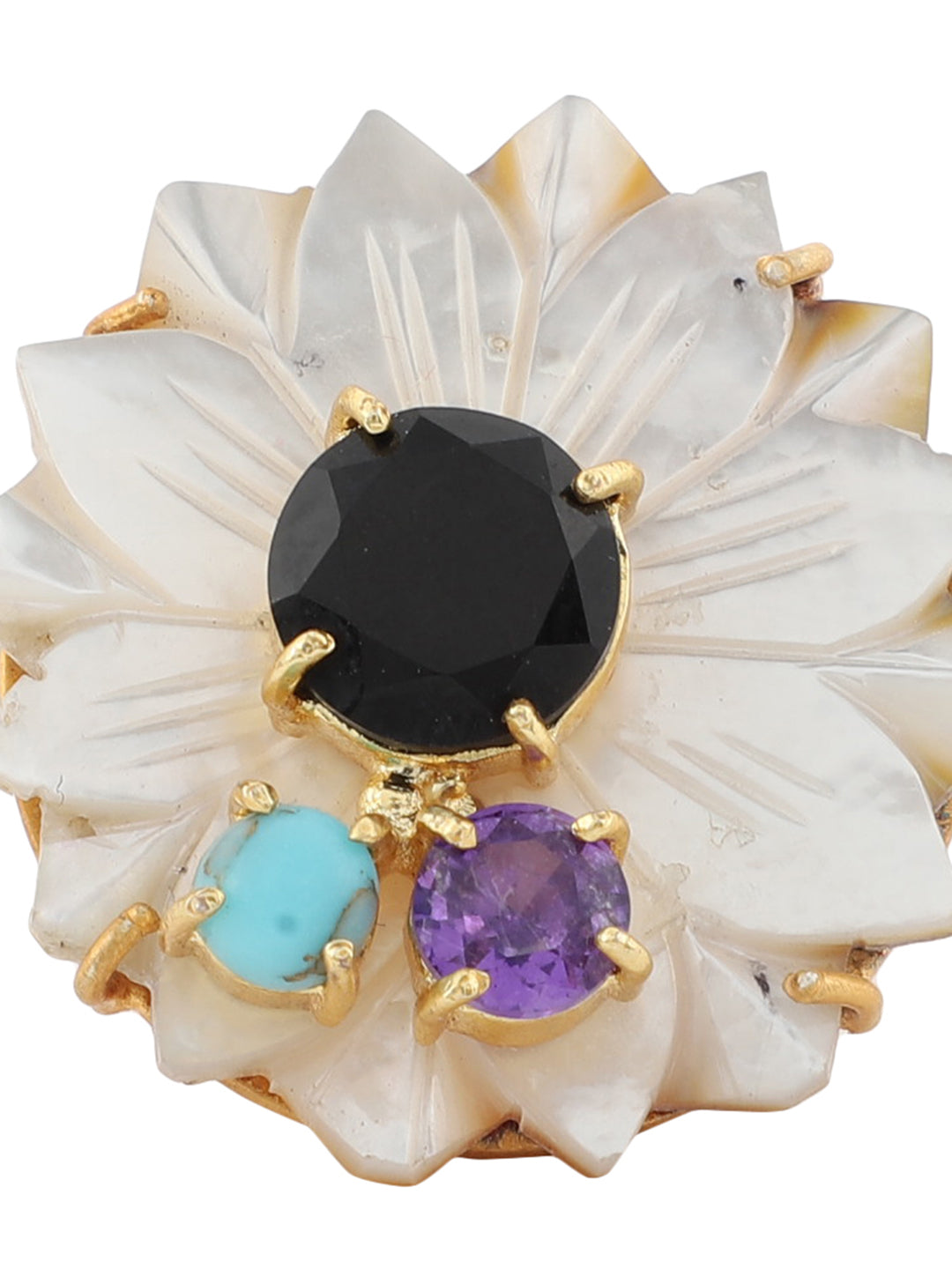 MARISOL BLACK ONYX & TURQUOISE RING jewellery in 24K gold plating | XAGO Luxe