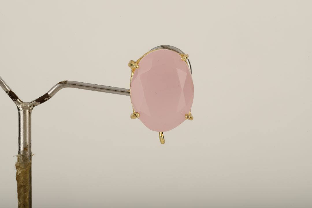 BACCA PINK ONYX GOLD PLATED STUDS