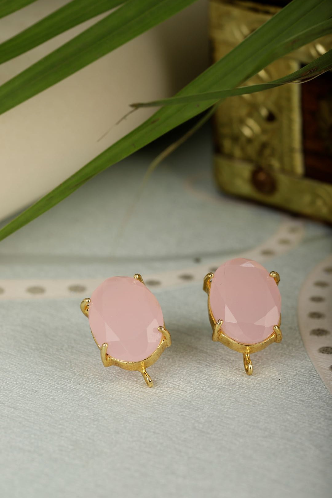 BACCA PINK ONYX GOLD PLATED STUDS
