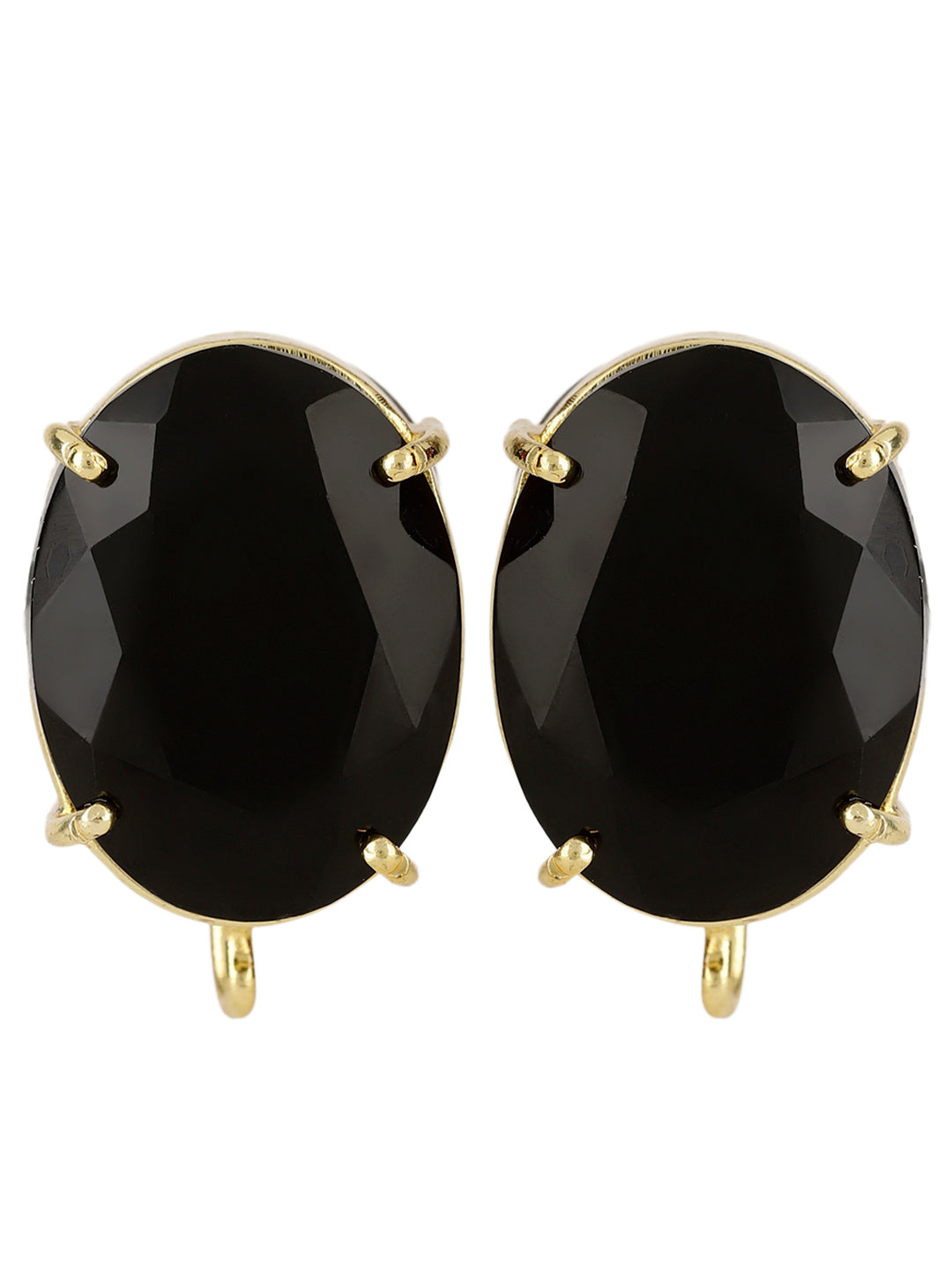 BAINA BLACK ONYX GOLD PLATED STUDS