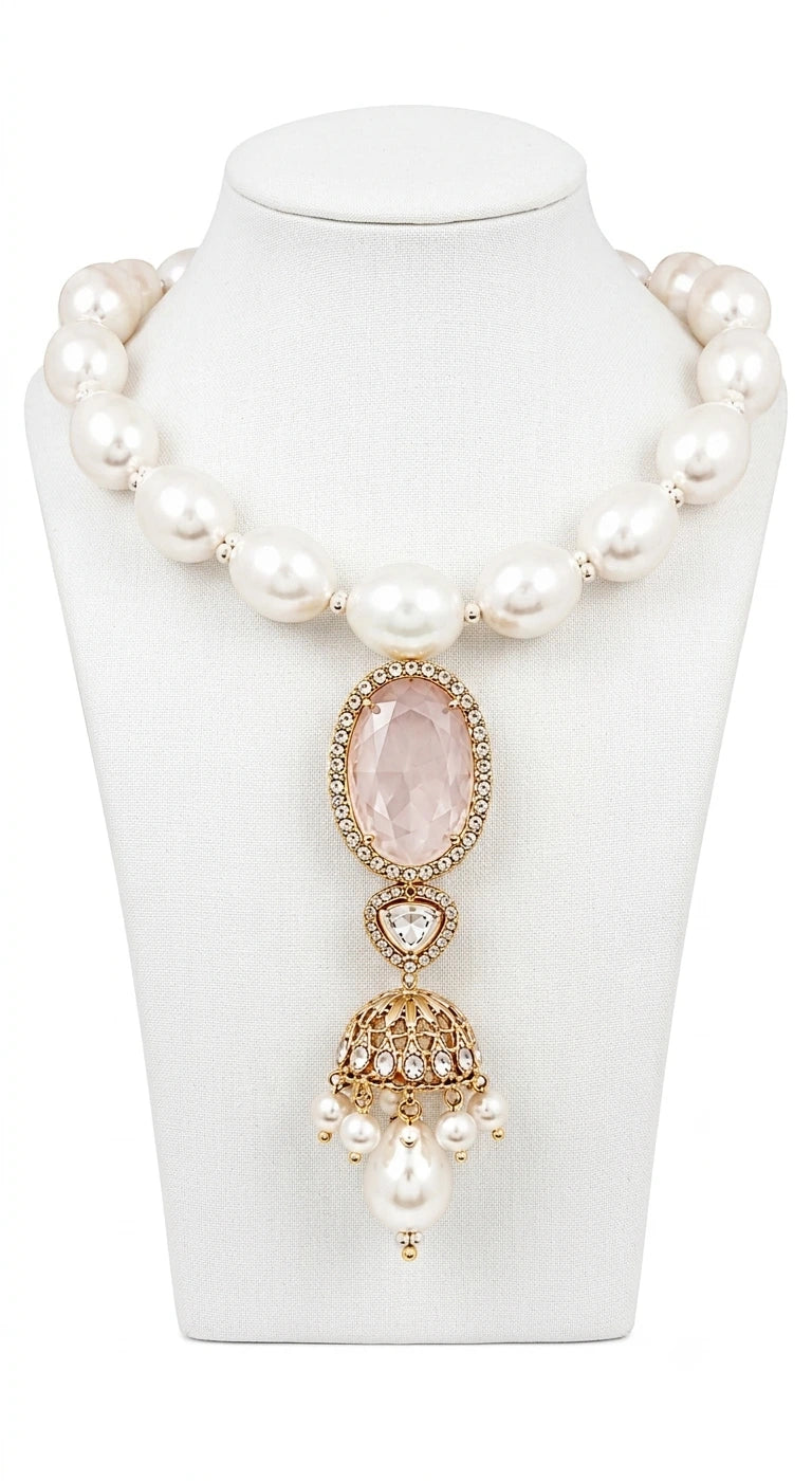 Modern Gold-Tone Filigree Jhumki Necklace | XAGO Luxe