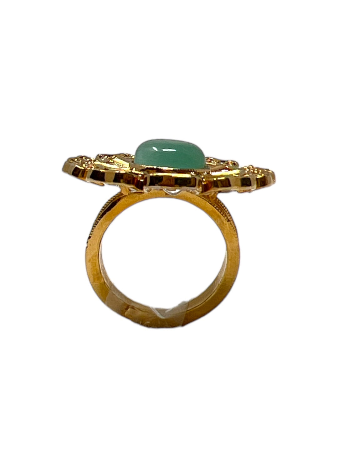 MANORAMA POLKI RING STUDDED WITH AMERICAN DIAMONDS jewellery in 24K gold plating | XAGO Luxe