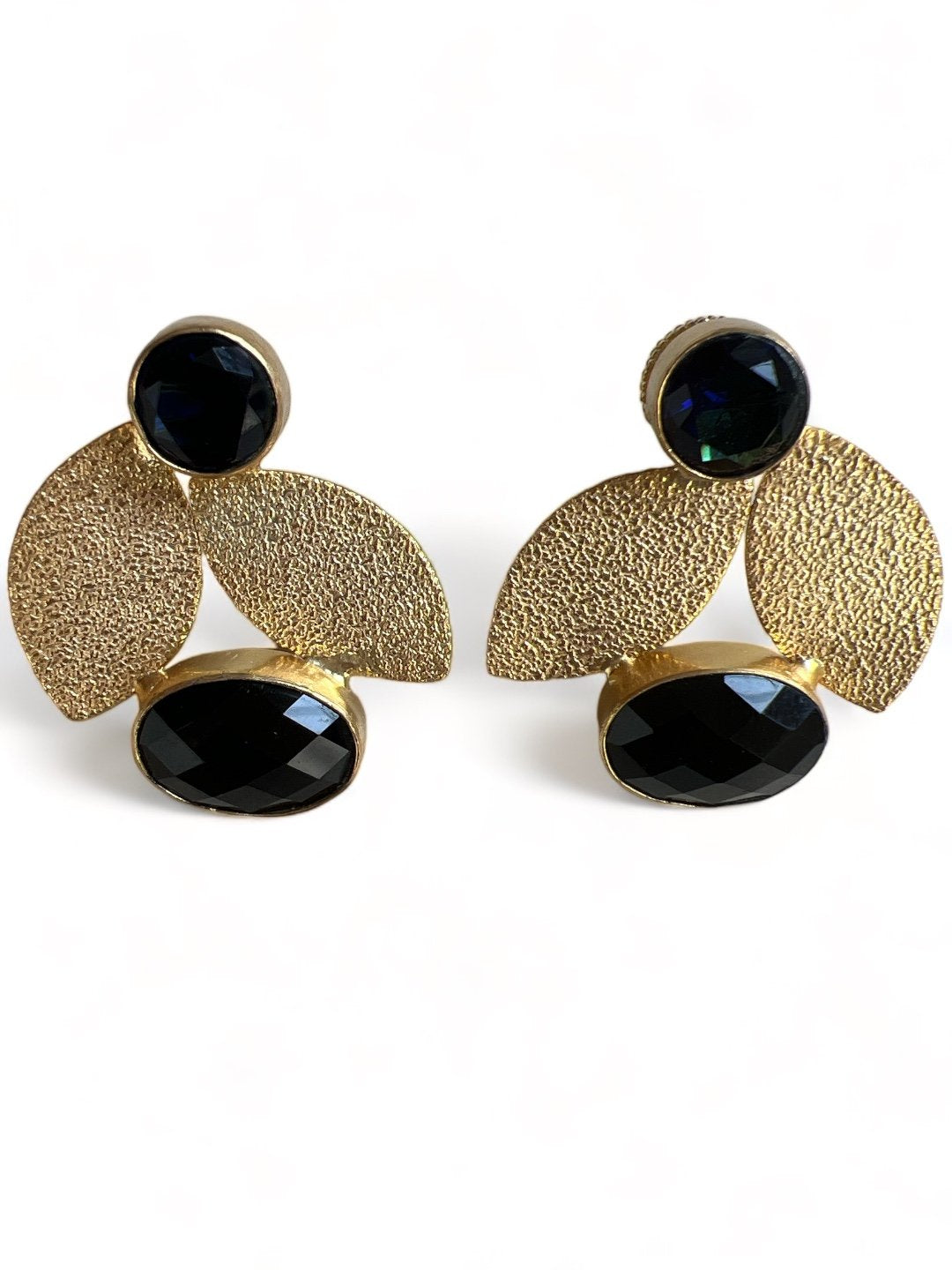 BLACK CONTEMPORARY DROP EARRING jewellery in 24K gold plating | XAGO Luxe