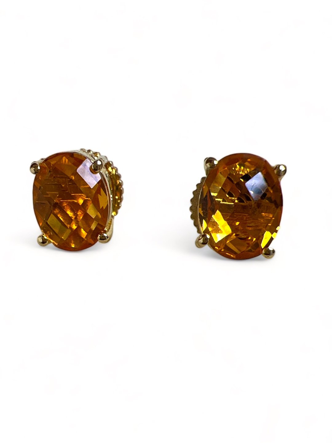 GOLD TONED ORANGE CURCULAR SHAPED STUD EARRING jewellery in 24K gold plating | XAGO Luxe