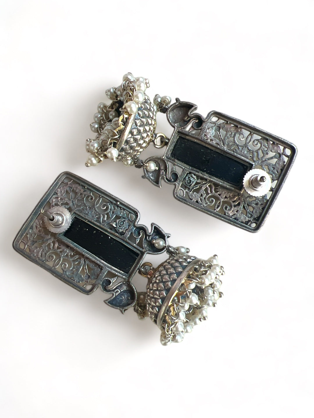 LE GABRIEL SILVER-TONED CONTEMPORARY SHAPED JHUMKA EARRINGS