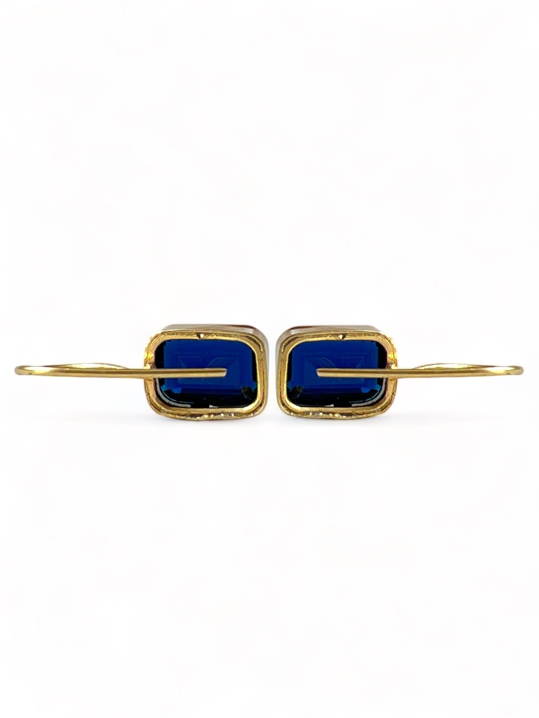 LE ISABELLA GOLD PLATED BLUE SQUARE STUD EARRING