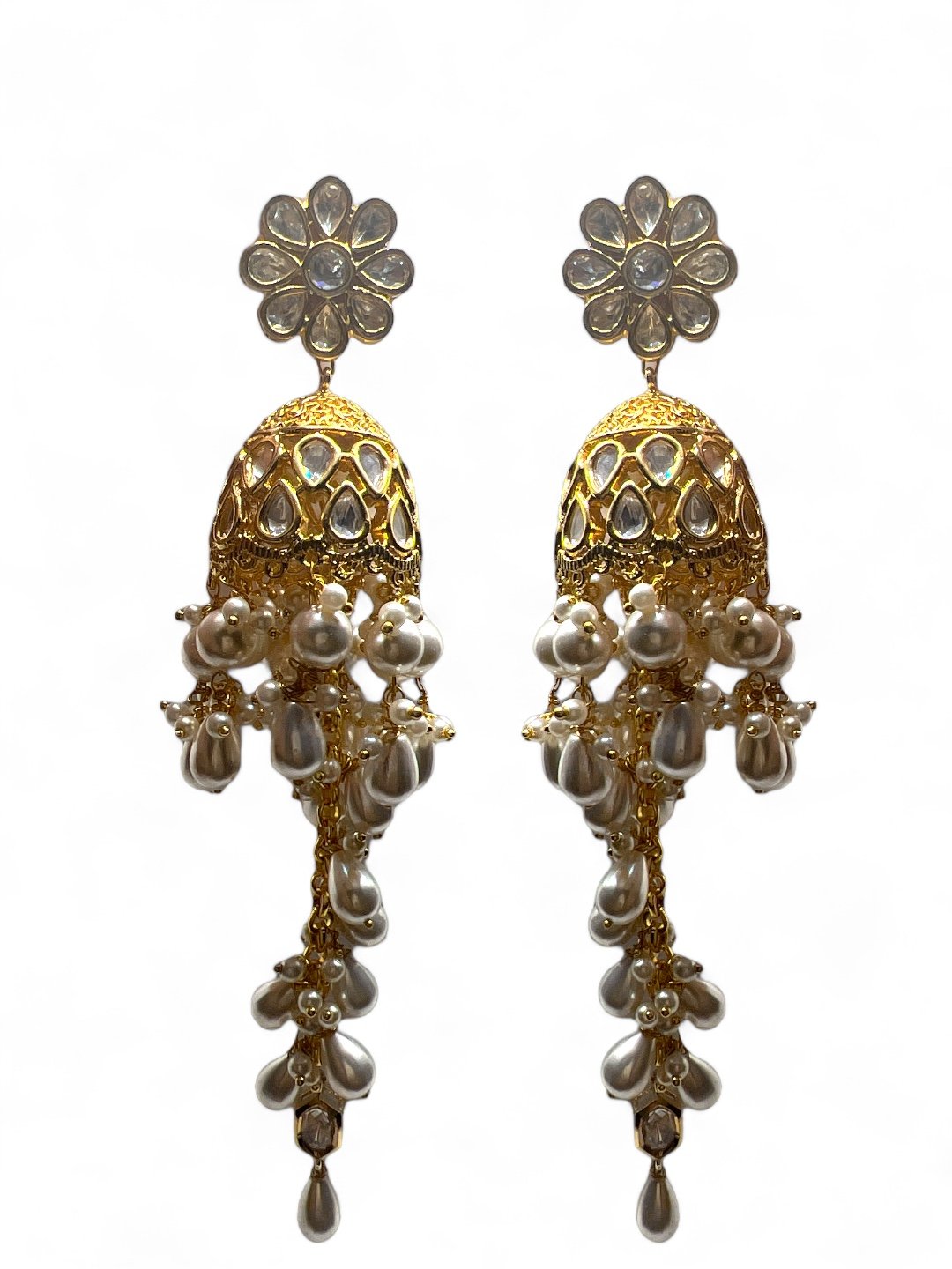 LE RAMONA WHITE PEARL & KUNDAN EARRINGS