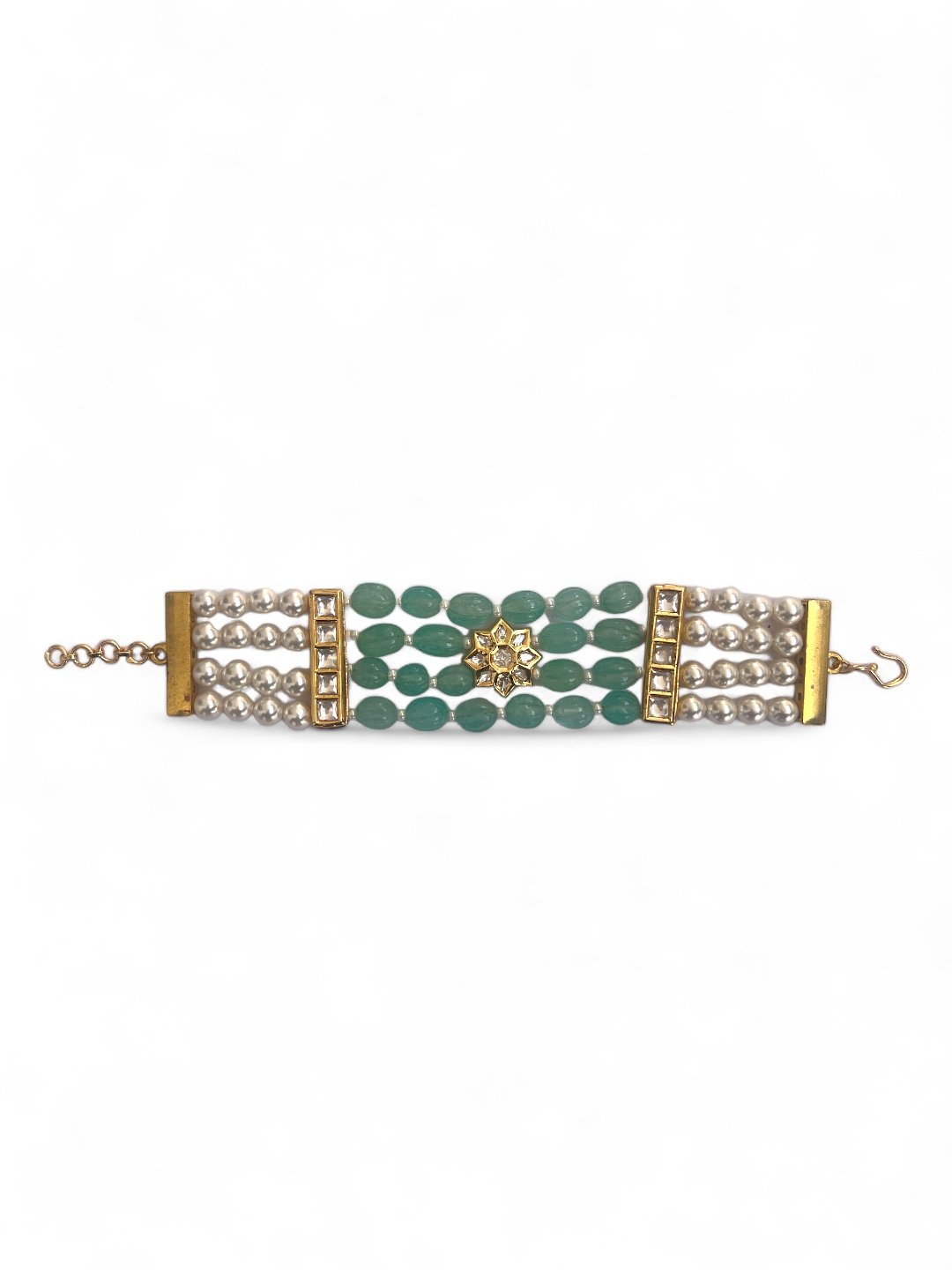 LE DULCE BLUE PEARL & KUNDAN BRACELET jewellery in 24K gold plating | XAGO Luxe