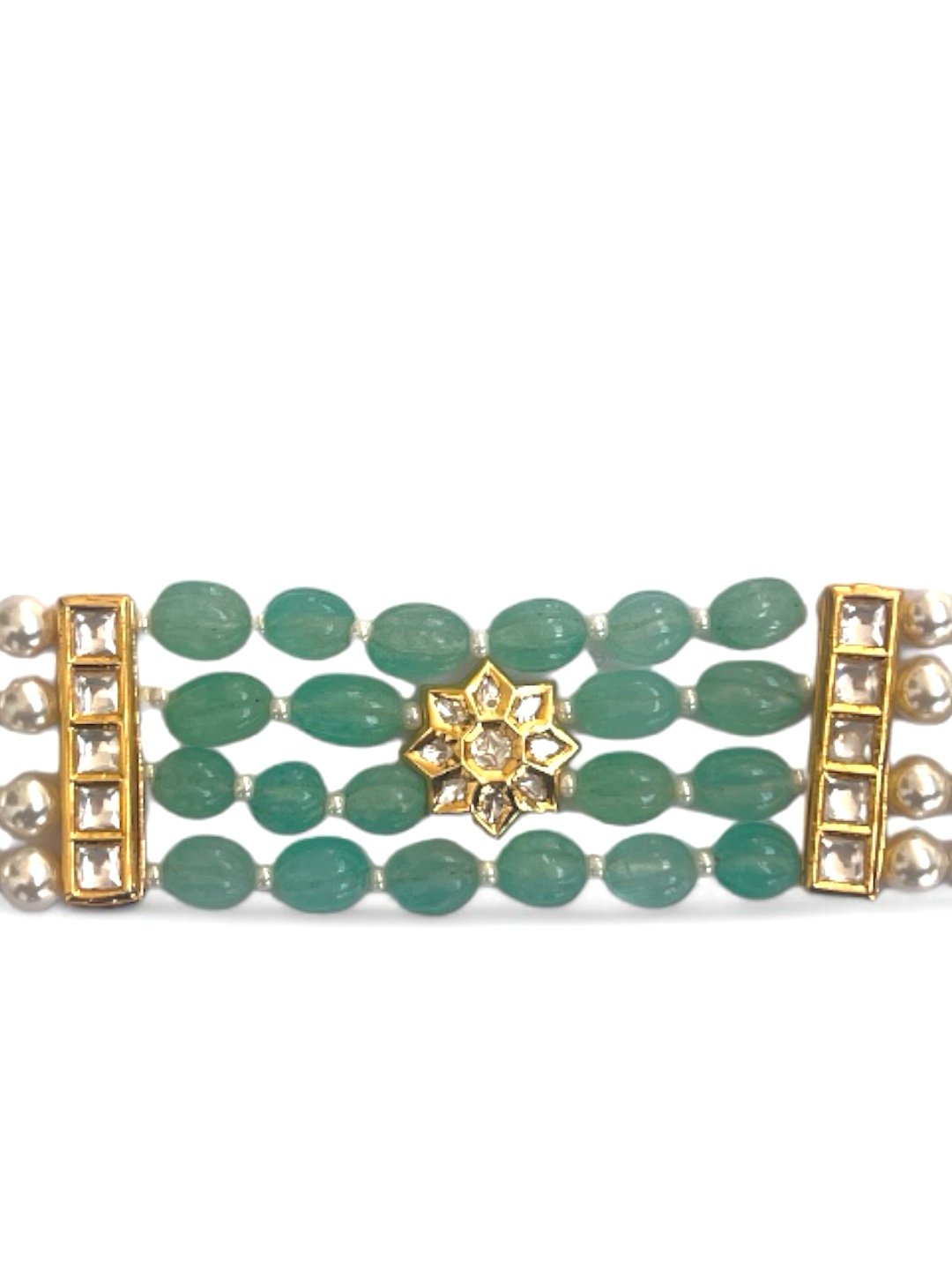 LE DULCE BLUE PEARL & KUNDAN BRACELET jewellery in 24K gold plating | XAGO Luxe