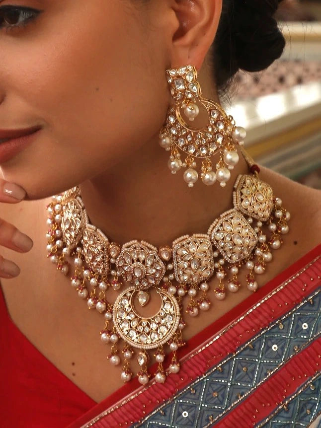 Mahira Kundan Polki & Pearl Bridal Choker Necklace