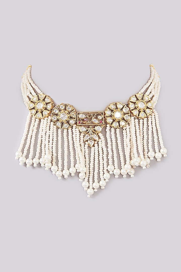 LE ISABEL WHITE MOISSANITE LONG NECKLACE SET jewellery in 24K gold plating | XAGO Luxe