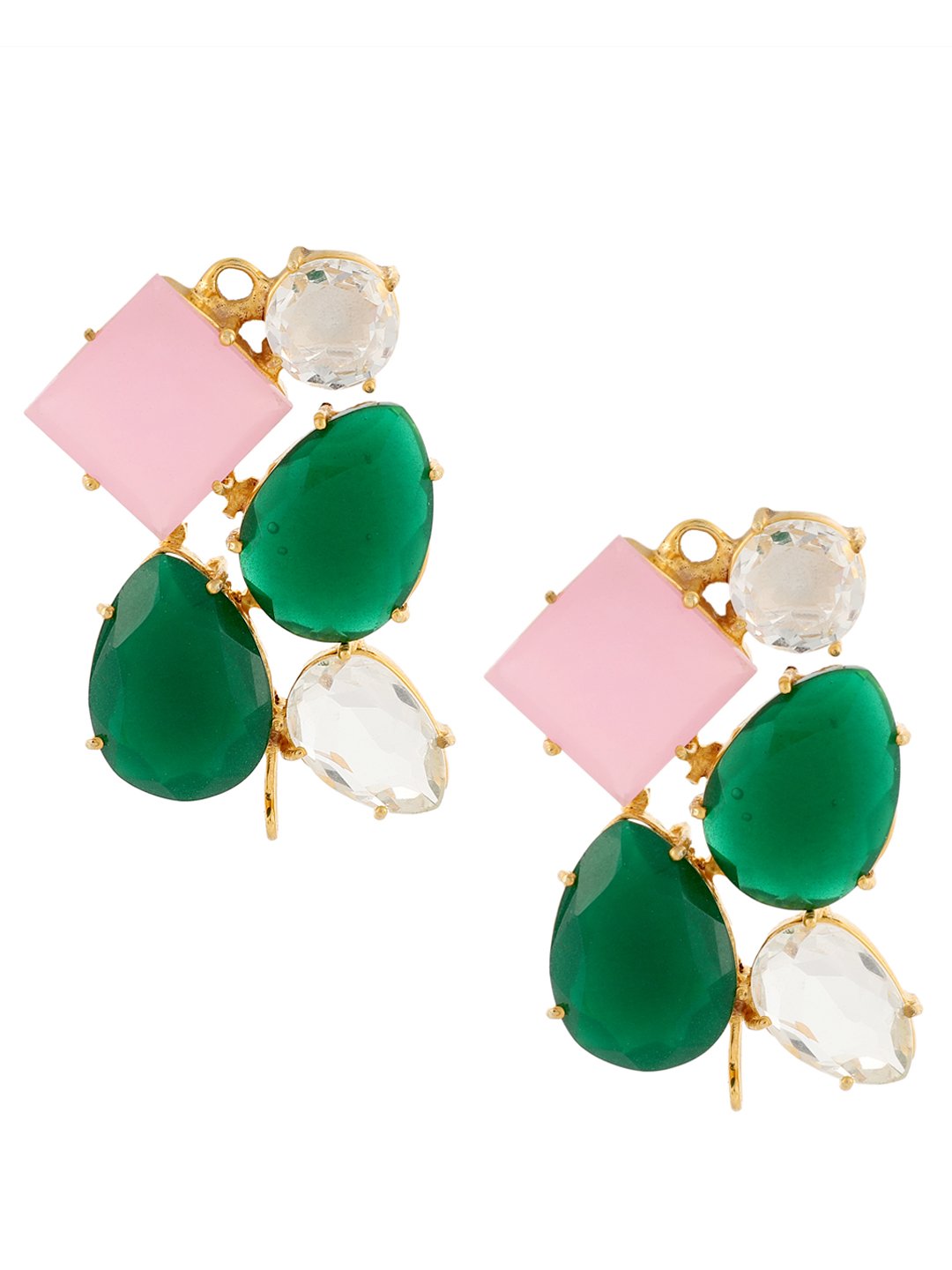 AUDREY GREEN PINK GOLD PLATED DROPS