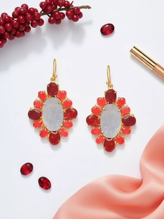 XAGO Willa Earrings with Ruby, Coral & Mother of Pearl