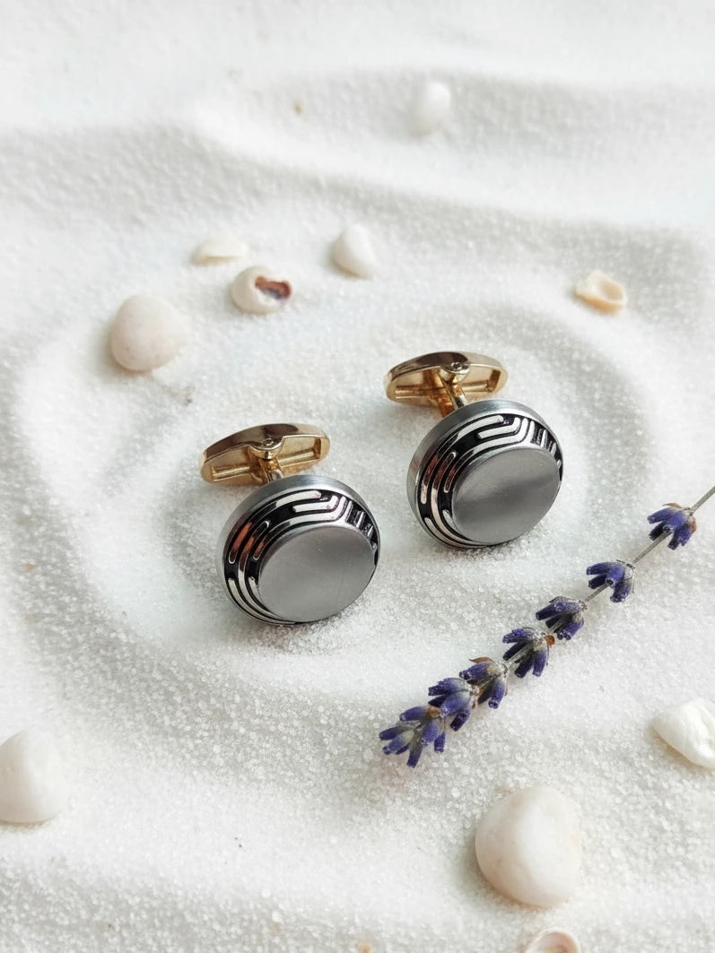 Aureon Round Duo-Tone Cufflinks