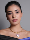 LE BARIS GOLD PLATED STONE STUDDED HEART SHAPED  PENDANT jewellery in 24K gold plating | XAGO Luxe