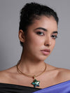 LE DEFNE GOLD PLEATED STAR SHAPE PENDANT AND CHAIN jewellery in 24K gold plating | XAGO Luxe