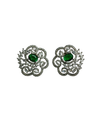 Silver-Tone Green and Clear Crystal Swirl Stud Earrings