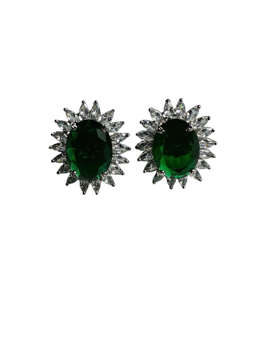 Radiant Marquise and Oval Stone Cluster Earrings