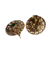 Green Emerald-Tone Crystal Floral Cluster Stud Earrings