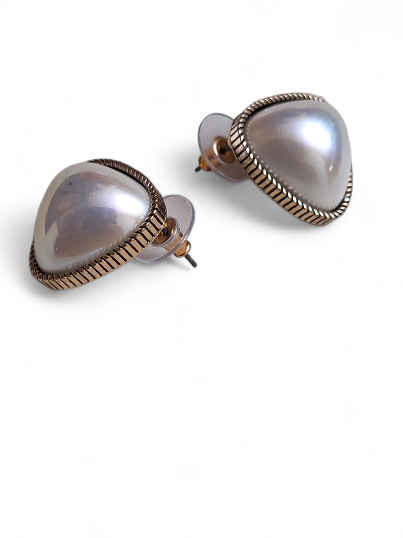 LE EMMA SILVER PLATED TRIANGLE SHAPED STUD EARRINGS jewellery in 24K gold plating | XAGO Luxe
