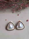 LE EMMA SILVER PLATED TRIANGLE SHAPED STUD EARRINGS jewellery in 24K gold plating | XAGO Luxe