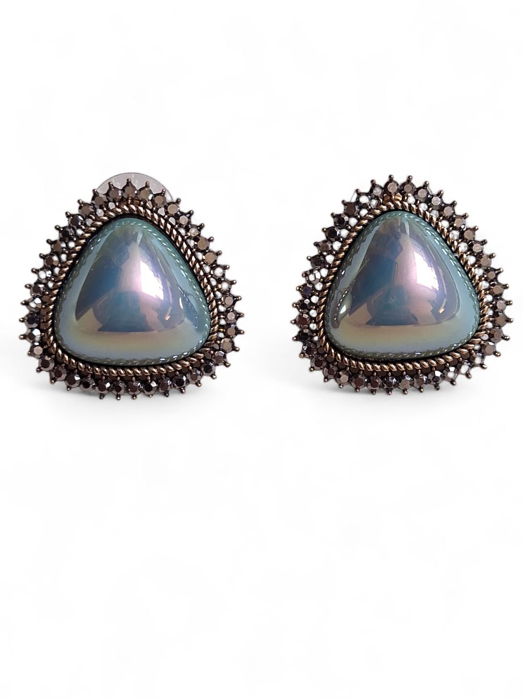 LE ERICA SILVER PLATED CONTEMPORARY SHAPED STUD EARRINGS