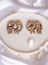 LE AHANA GOLD PLATED KUNDAN STUDDED ELEPHANT SHAPED WHITE STUD EARRINGS jewellery in 24K gold plating | XAGO Luxe