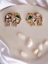 LE RABANI GOLD PLATED KUNDAN STUDDED ELEPHANT SHAPED STUD EARRINGS jewellery in 24K gold plating | XAGO Luxe
