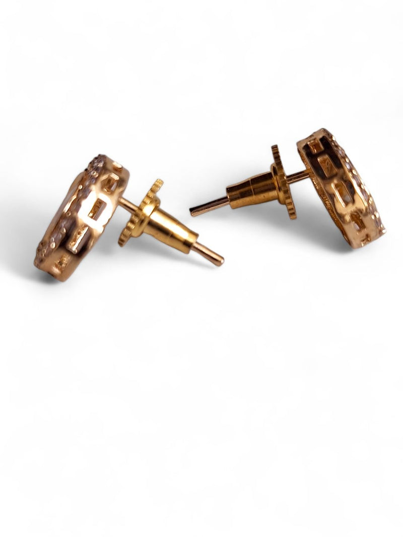 LE BAILA GOLD PLATED KUNDAN STUDDED CONTEMPORARY  SHAPED STUD EARRINGS jewellery in 24K gold plating | XAGO Luxe
