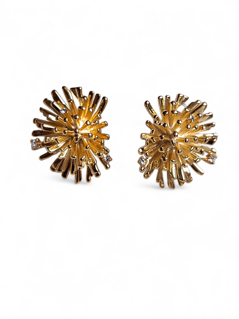 LE ELISA GOLD PLATED CONTEMPORARY SHAPED STUD EARRING jewellery in 24K gold plating | XAGO Luxe