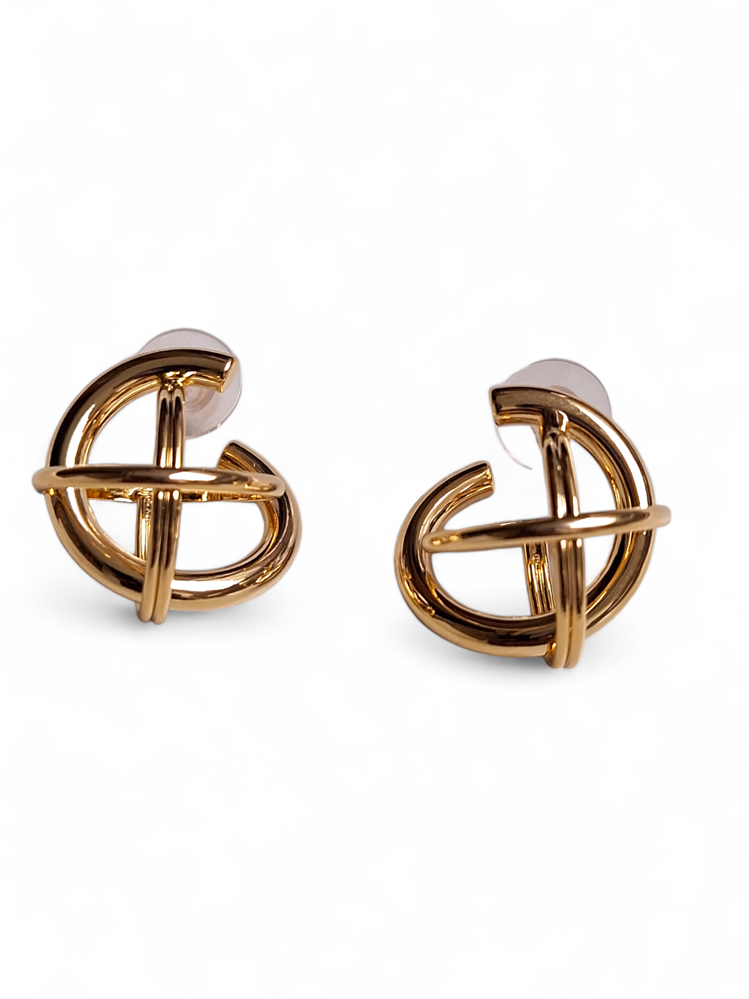 LE IZABELLA GOLD PLATED CONTEMPORARY SHAPED STUD EARRING