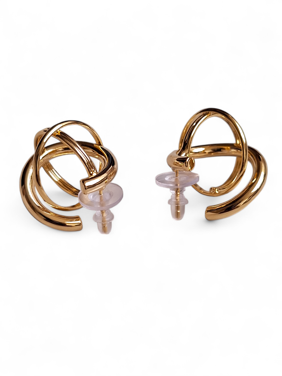 LE IZABELLA GOLD PLATED CONTEMPORARY SHAPED STUD EARRING
