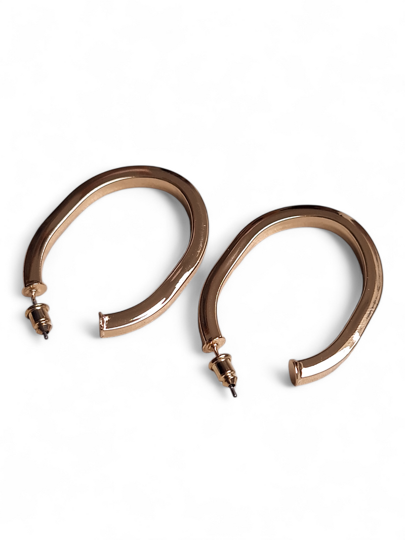 LE CAROLINA GOLD PLATED CONTEMPORARY SHAPED STUD EARRING jewellery in 24K gold plating | XAGO Luxe