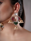 EIRA MULTI STONES AND PEARL HOOP EARRINGS jewellery in 24K gold plating | XAGO Luxe