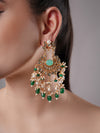 LE ZOELLA GREEN PEARL & KUNDAN EARRINGS jewellery in 24K gold plating | XAGO Luxe