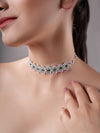 LE TARIQ GREEN RHODIUM-PLATED AD-STUDDED NECKLACE jewellery in 24K gold plating | XAGO Luxe